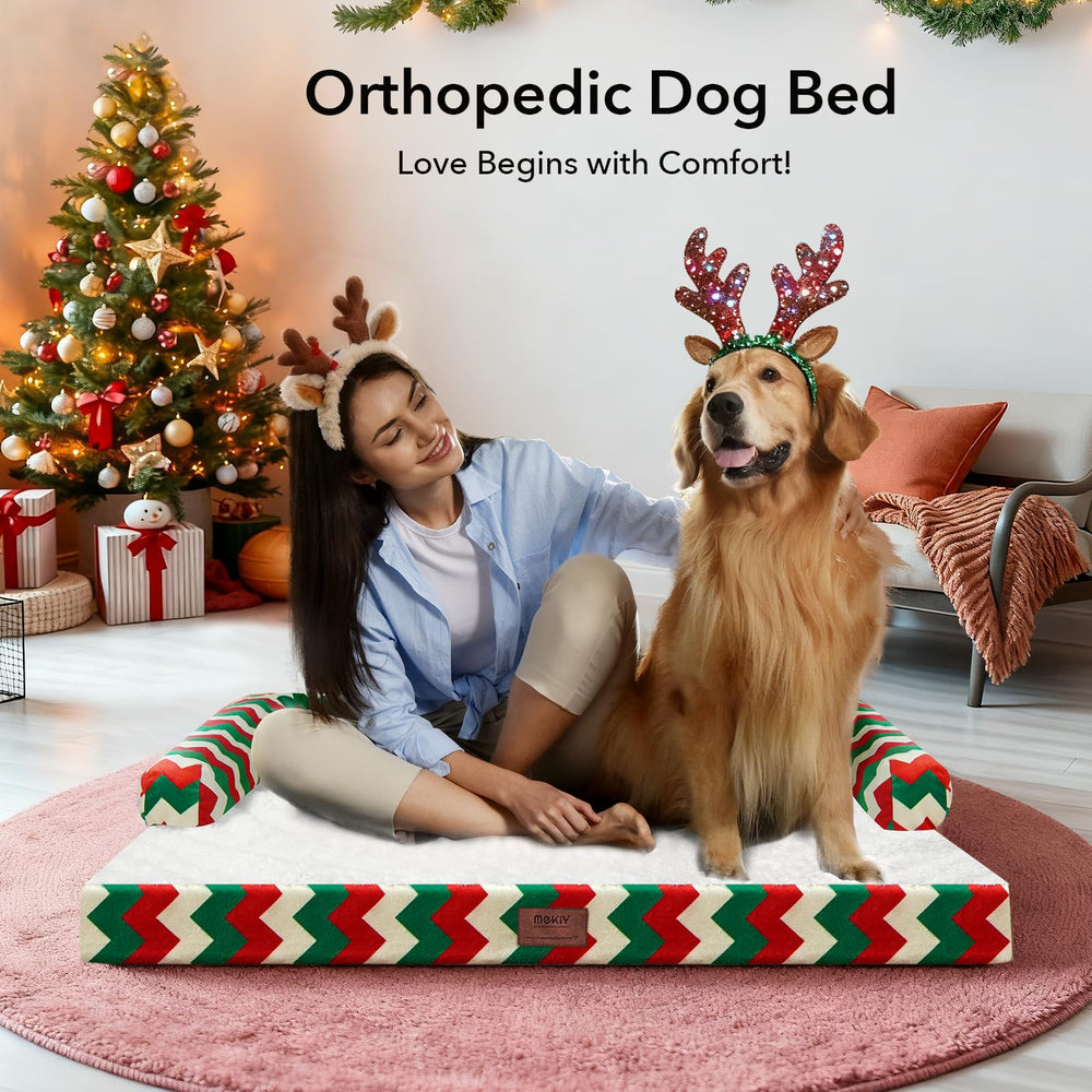 MEKIY XL dog bed u-shape bolster supports head and neck.