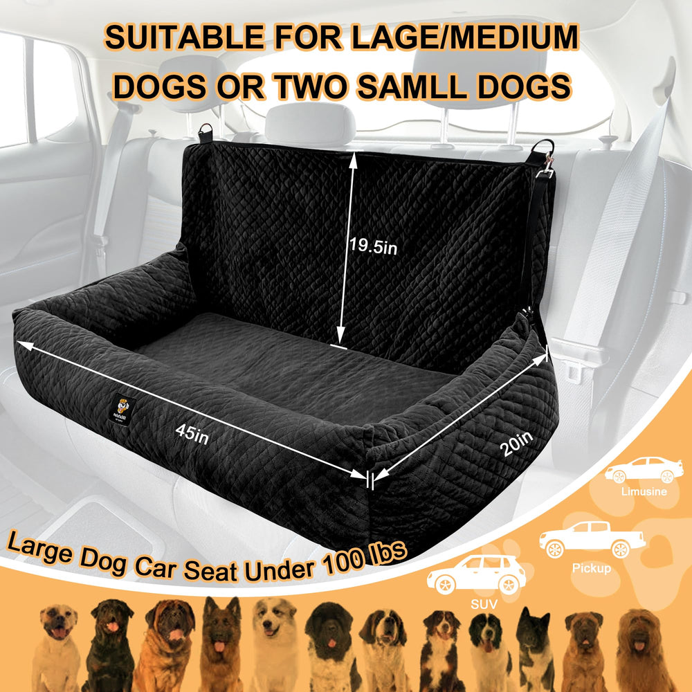 Melafa365 dog car seat back-seat installation demonstrates quick, tool-free setup.