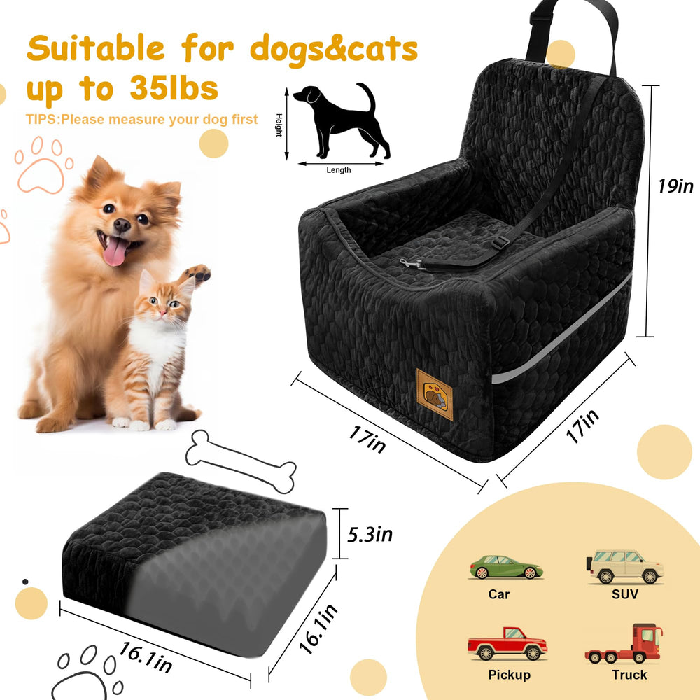 Melafa365 dog car seat boosts your pet's view for engaging scenery and reduced anxiety.