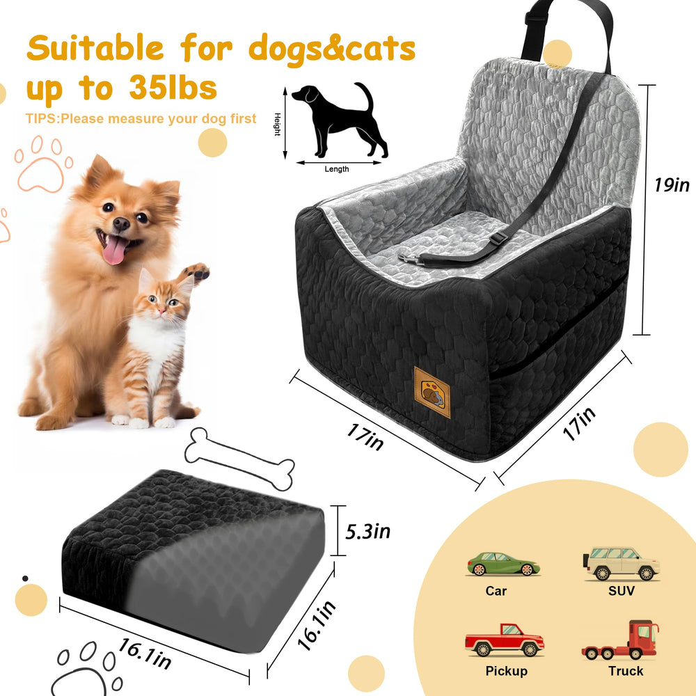 melafa365 dog car seat boosted-view offers elevated window view and calm rides