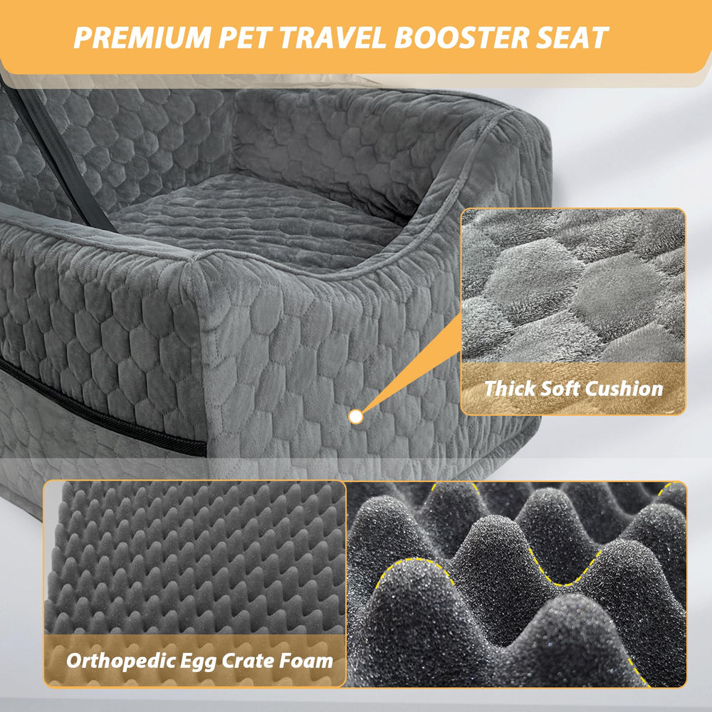 Melafa365 dog car seat booster built-in leash and fixings help keep pets secure.