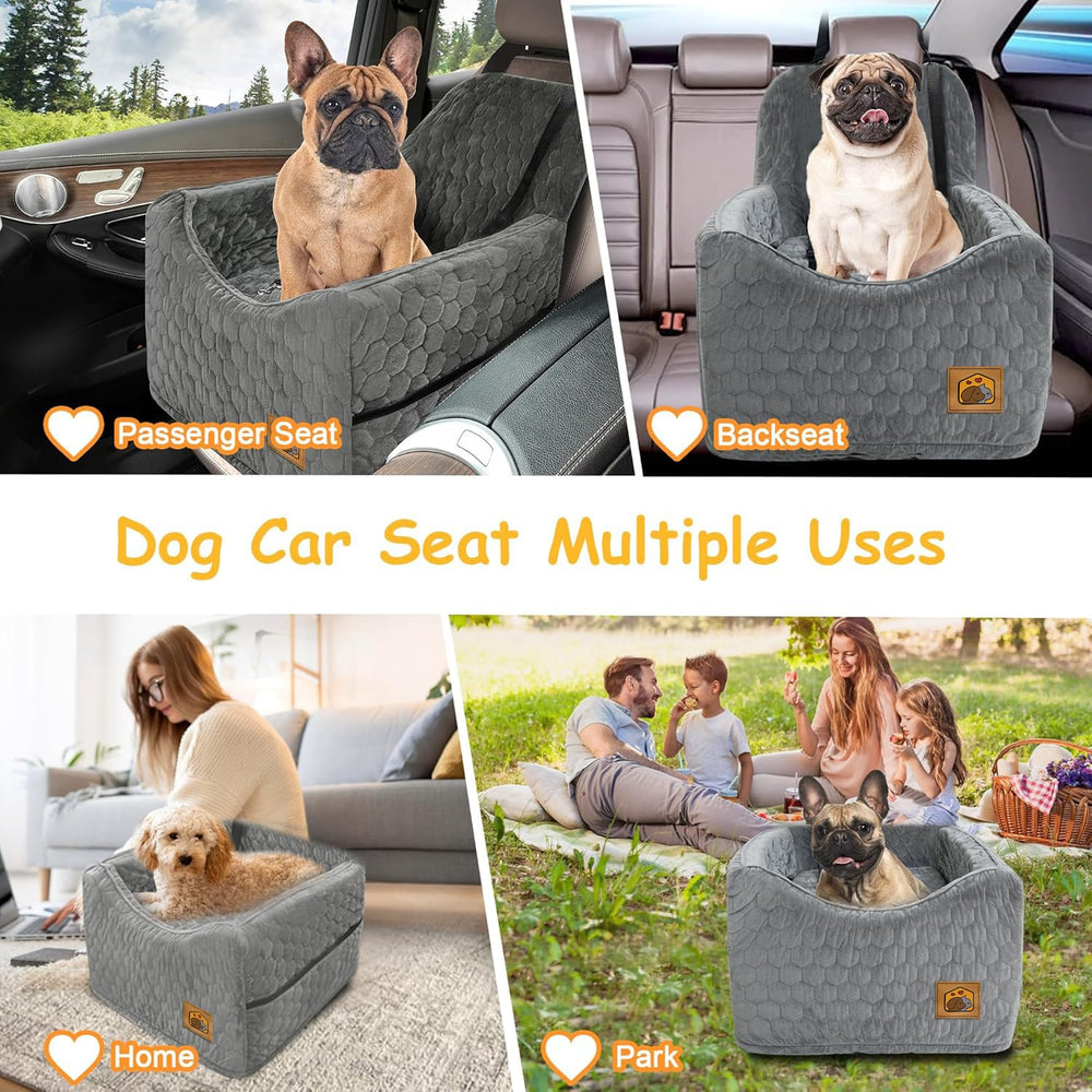 Melafa365 dog car seat booster versatile for car, home, or outdoors with washable cover.