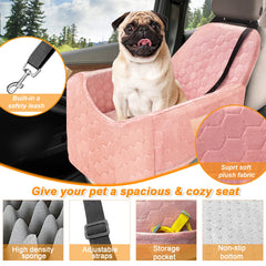 melafa365 pink dog car seat features crystal velvet fabric for silky-soft, skin-friendly comfort.