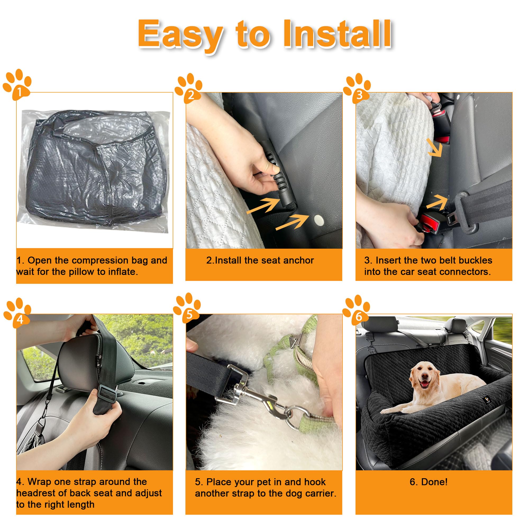 Melafa365 dog car seat detachable edges simplify washing after adventures.