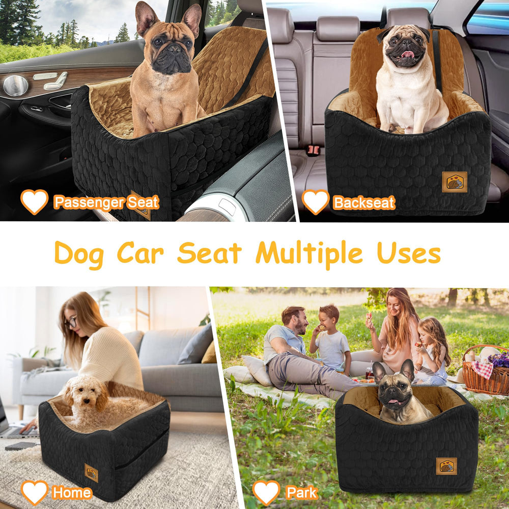 melafa365 dog car seat dimensions-illustration clarifies fit for small to medium dogs.