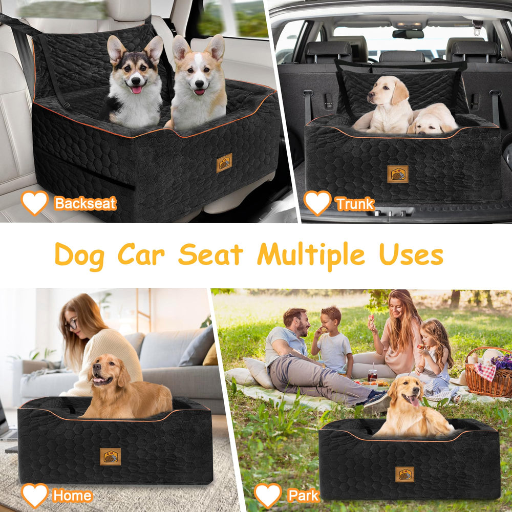 Melafa365 dog car seat elevated-view improves visibility and reduces stress