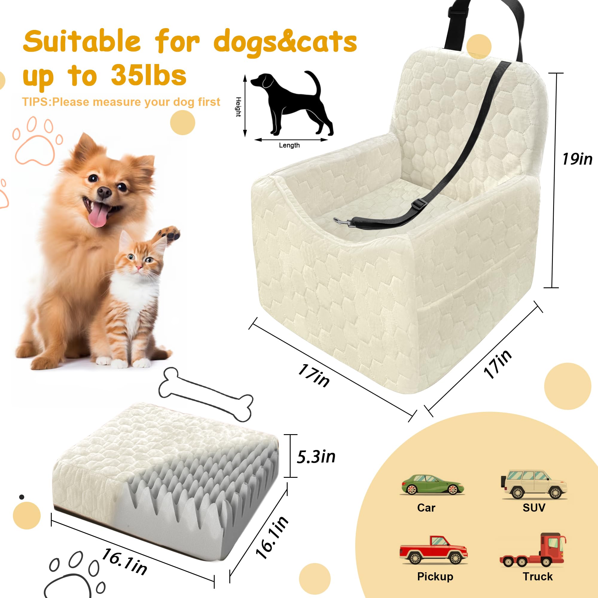 melafa365 dog car seat in-car-setup with elevated view for pups