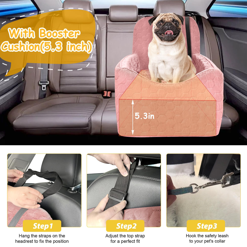melafa365 dog booster seat demonstrates secure design with leash and stabilizing straps for safety.