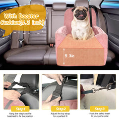 melafa365 dog booster seat demonstrates secure design with leash and stabilizing straps for safety.