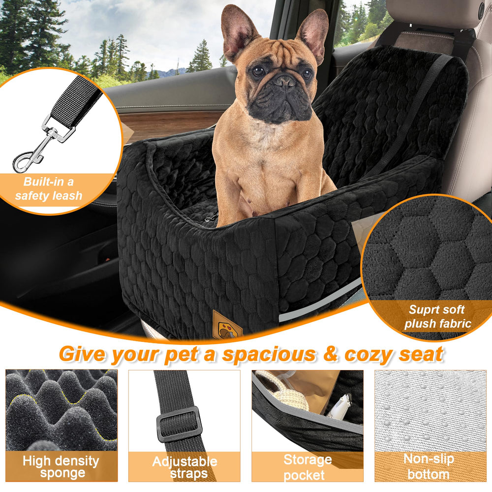 Melafa365 dog car seat includes a built-in leash for secure journeys.