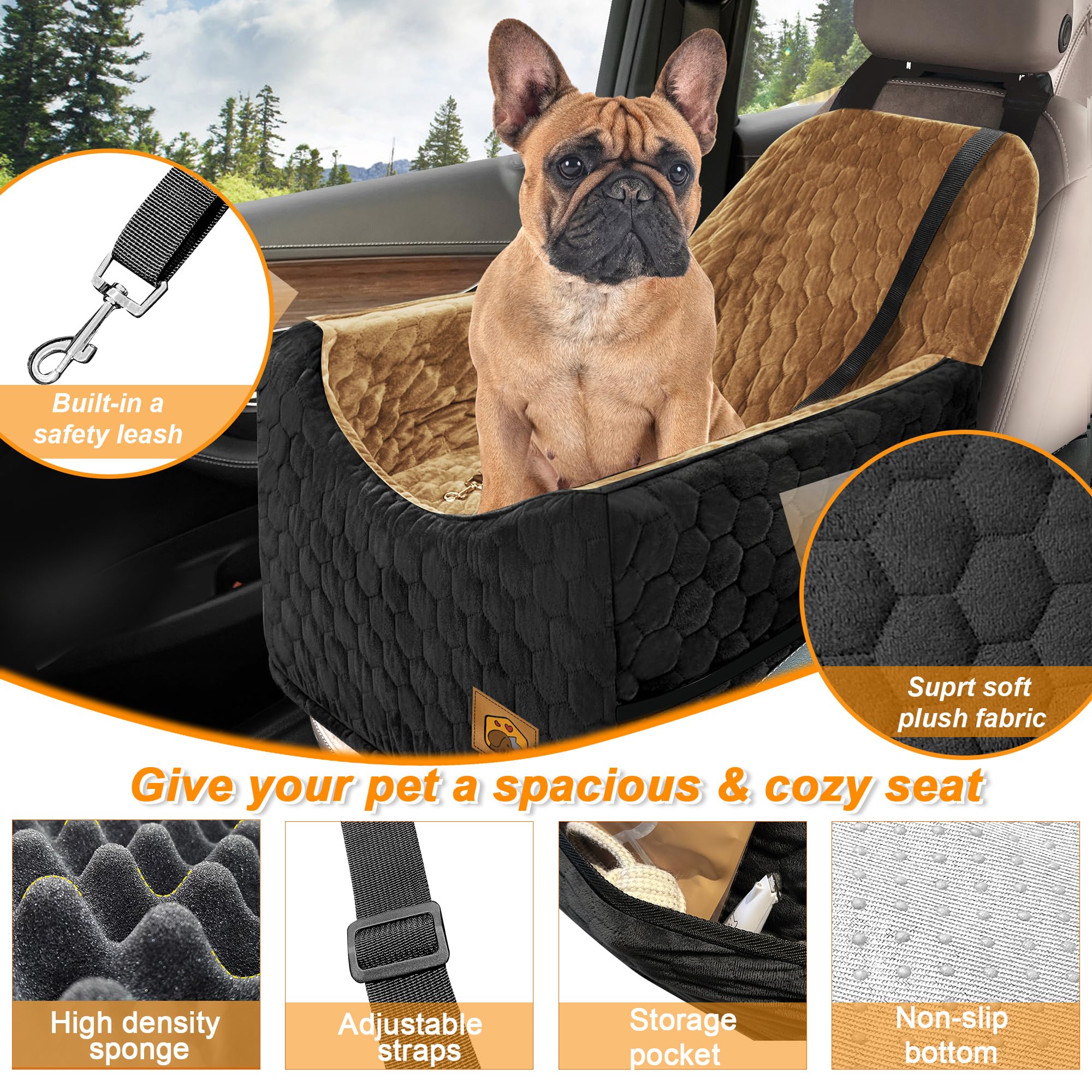 melafa365 dog car seat secure-leash demonstrates safety leash for secure restraint.