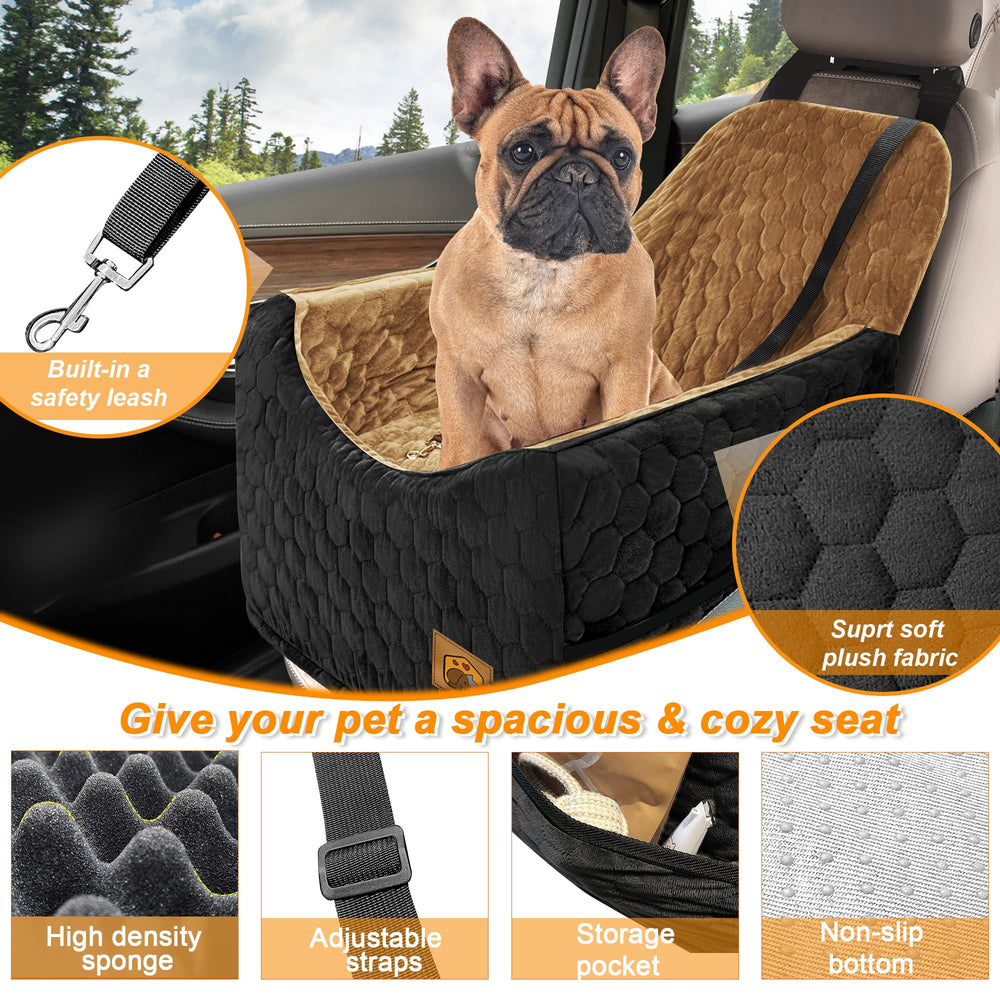 melafa365 dog car seat secure-leash demonstrates safety leash for secure restraint.