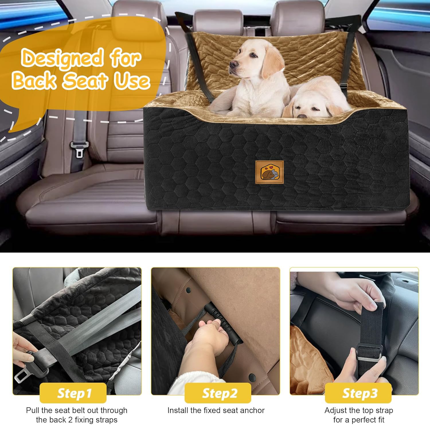 melafa365 dog car seat side pockets keep snacks and toys within reach.