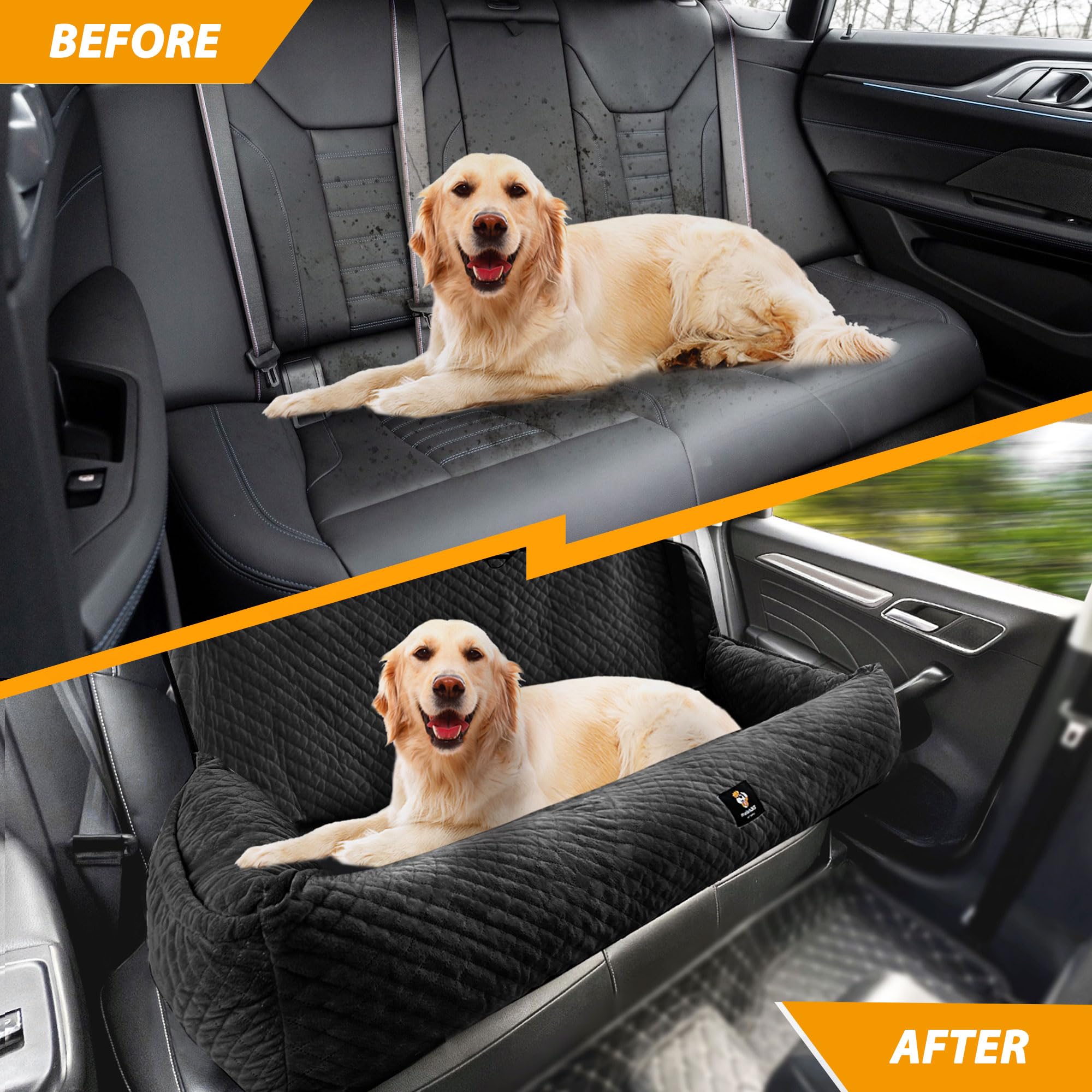 Melafa365 dog car seat storage pockets keep toys and leashes organized.