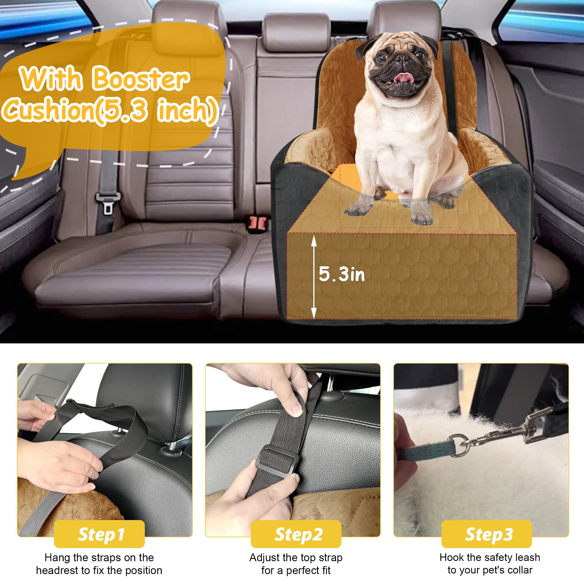 melafa365 dog car seat storage-pockets presents convenient spots for snacks and toys.