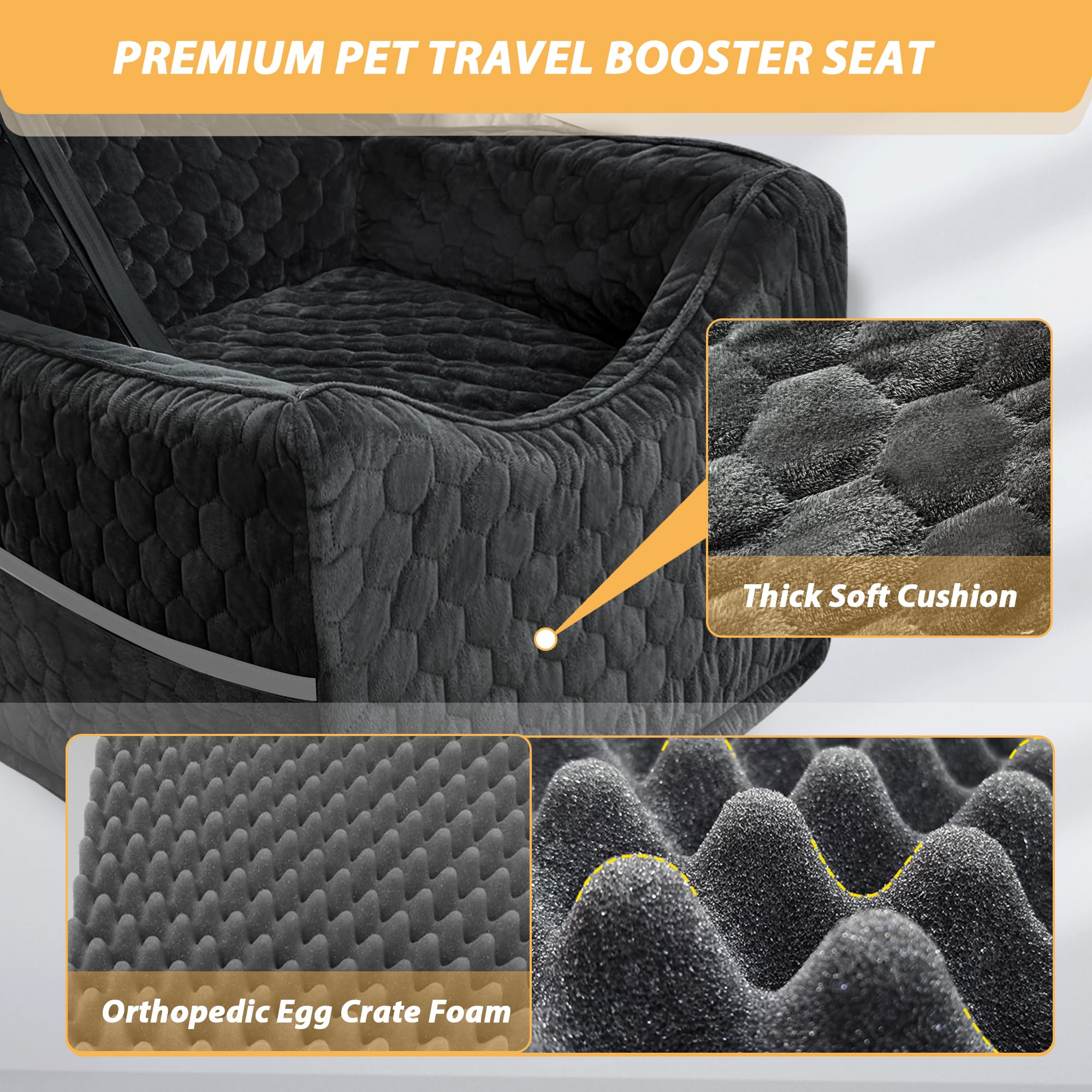 Melafa365 dog car seat uses top and bottom fixings to prevent shifting during travel.