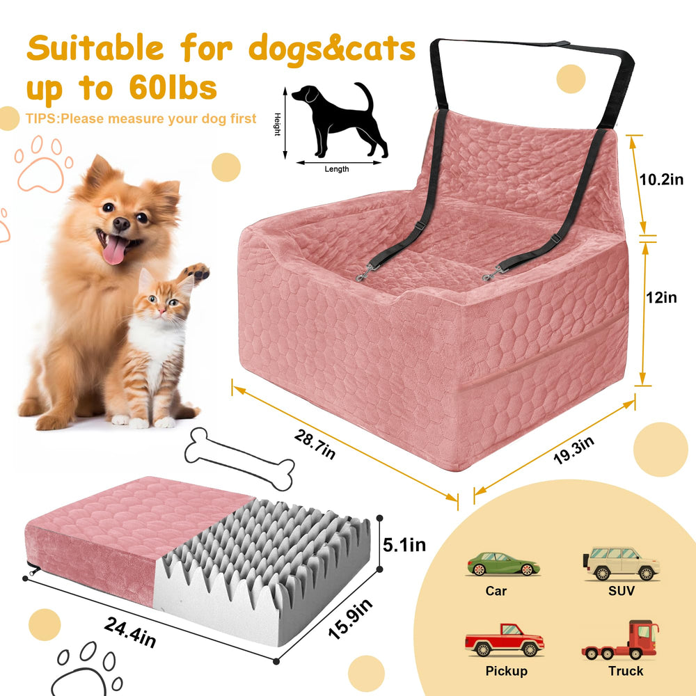 melafa365 dog car seat two-dogs illustrates dual-pet space for small dogs