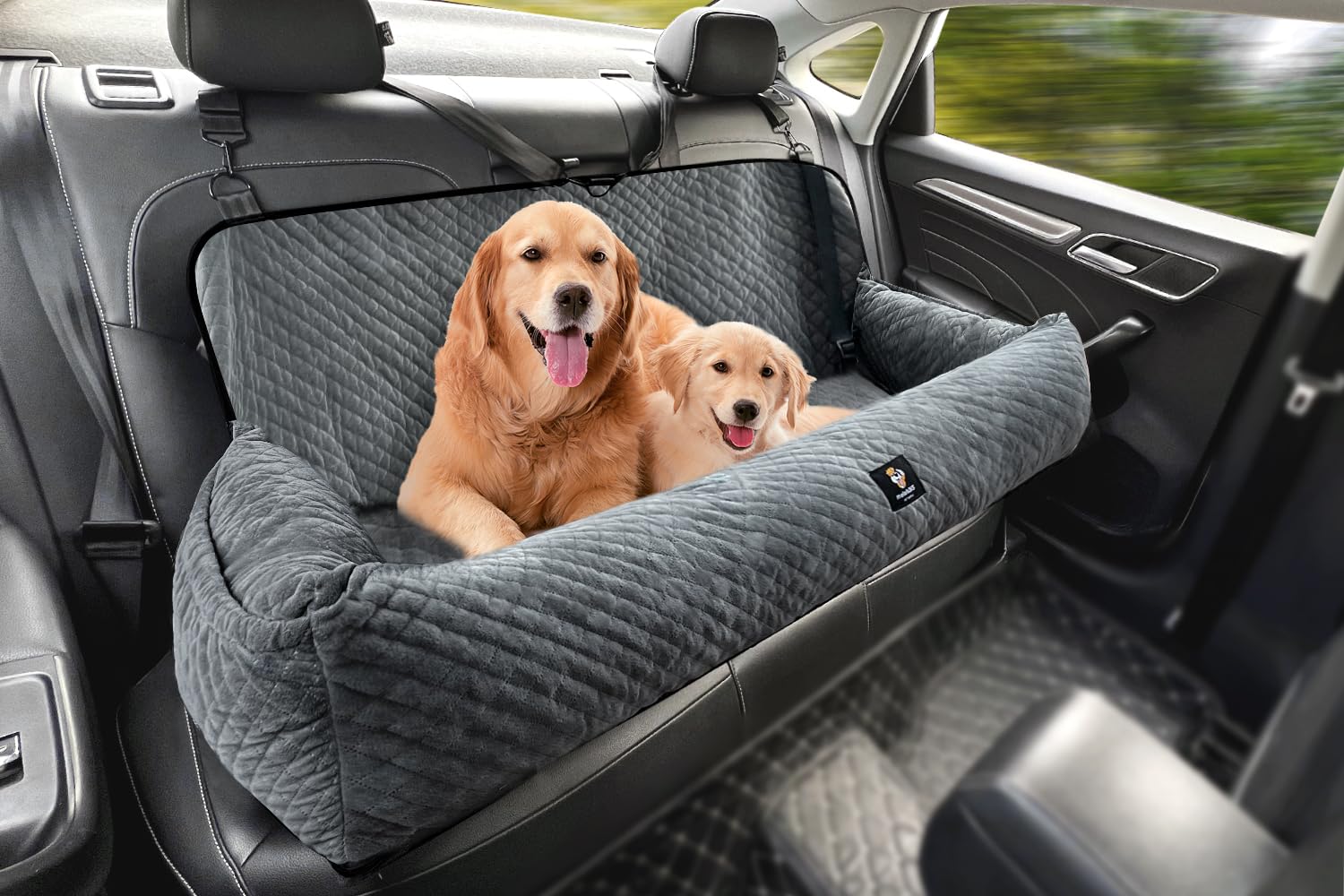 melafa365 large dog car seat back-seat-setup: secure, roomy travel for large dogs