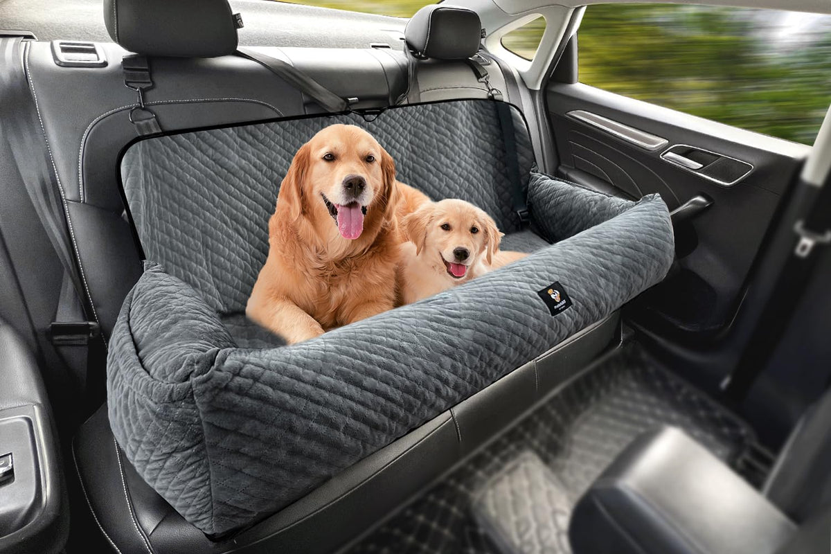 melafa365 large dog car seat back-seat-setup: secure, roomy travel for large dogs