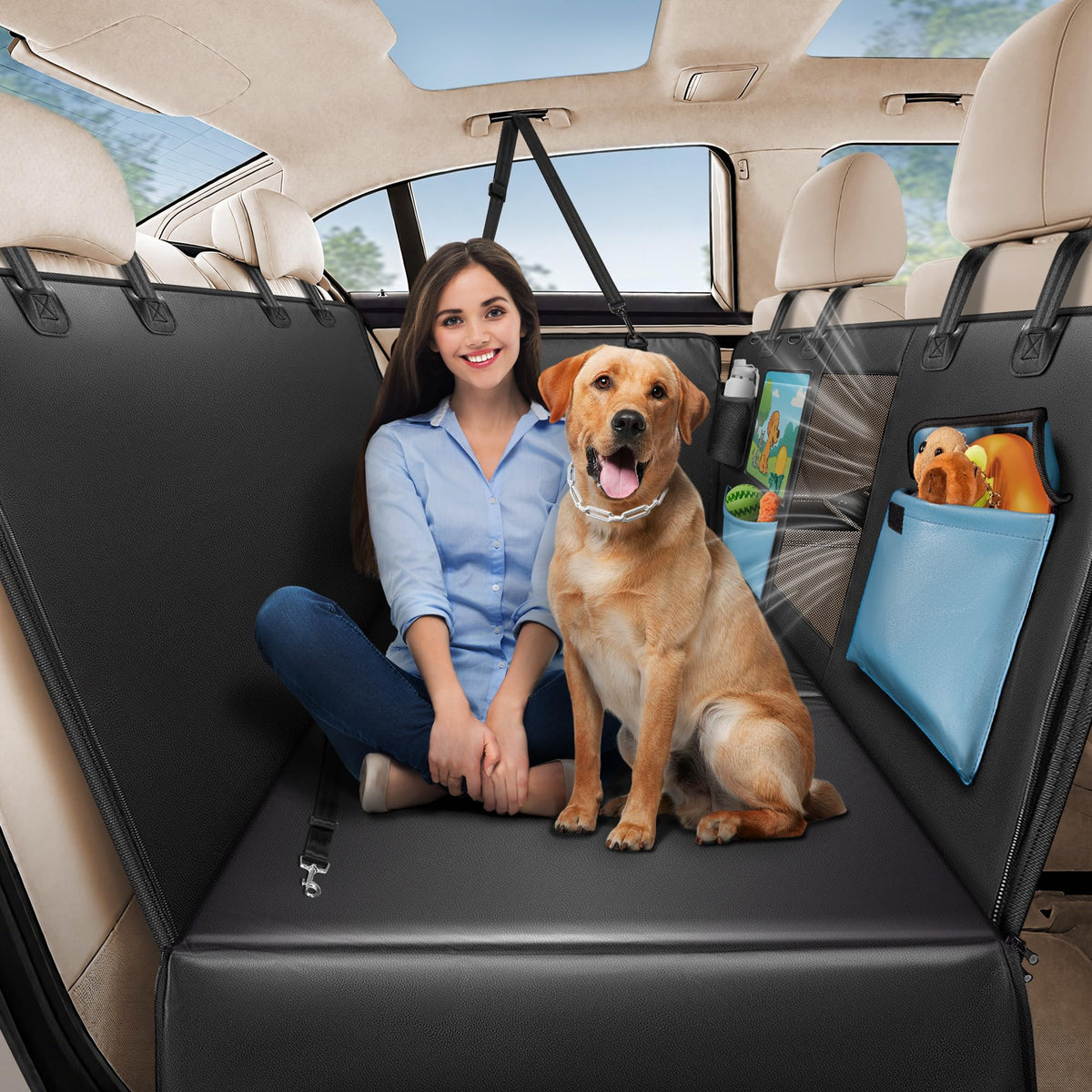 MellowMates back seat cover 59inch PU leather protects seats during muddy rides