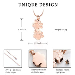 Memorial Jewelry paw print urn necklace stainless steel for daily wear.