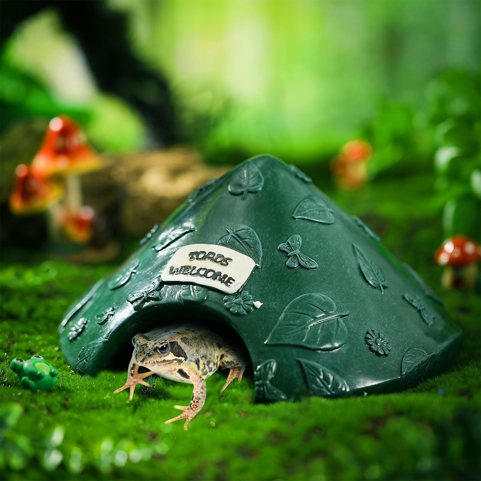 Memorywuu Toad House in garden setting providing shade and refuge