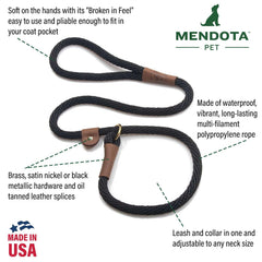 Mendota Pet Slip Leash handcrafted in the USA highlights durability and craftsmanship