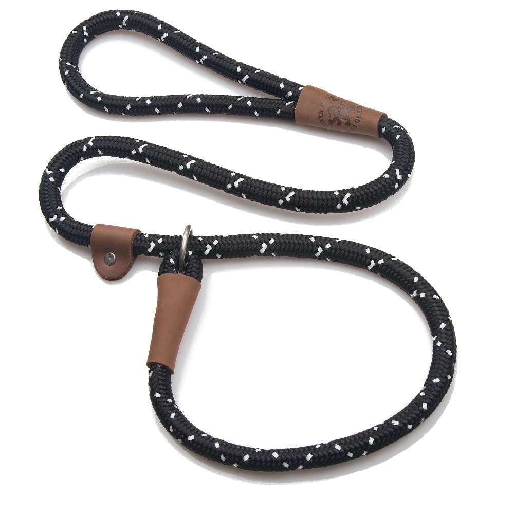 Mendota Pet Slip Leash Night Viz Black demonstrates a durable USA-made 6ft training tool.
