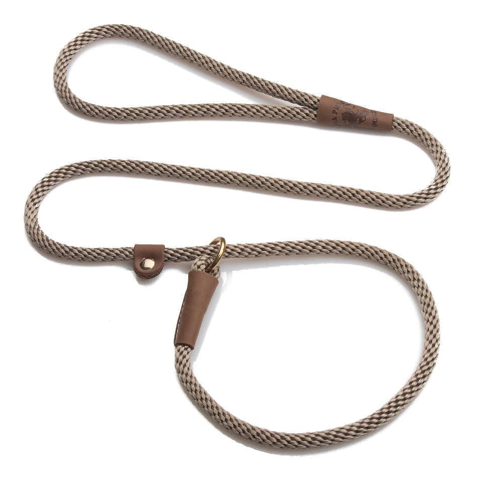 Mendota Pet slip leash USA made tan finish with sturdy handle for secure, hands-friendly control.