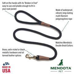 Mendota Pet Snap Leash Pride waterproof rope close-up highlights colorfast durability.