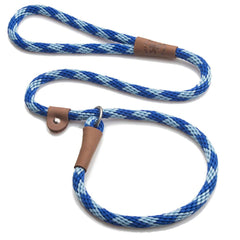 Mendota Sapphire slip leash close-up shows brass hardware for reliable training.
