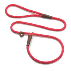 Mendota Slip Leash red 4ft in hand shows durable braided rope for training and control.