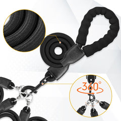 Mengbei tribe heavy-duty 3-dog leash 360 swivel highlights tangle-free movement