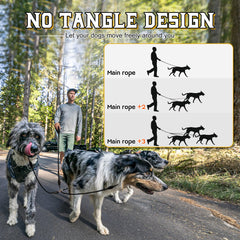 Mengbei tribe heavy-duty 3-dog leash assisting leash shows secondary lead for gradual training