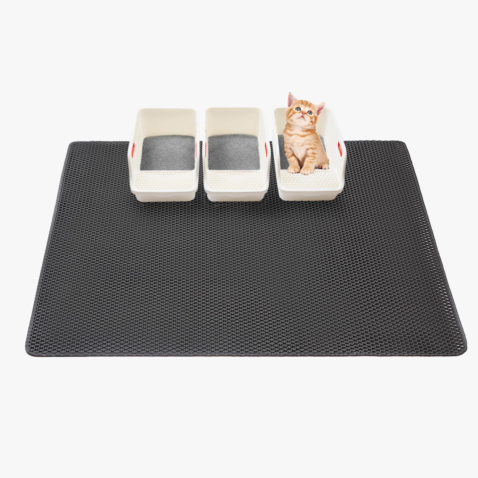 Mengbu cat mat XXL honeycomb litter-trap design keeps floors clean.
