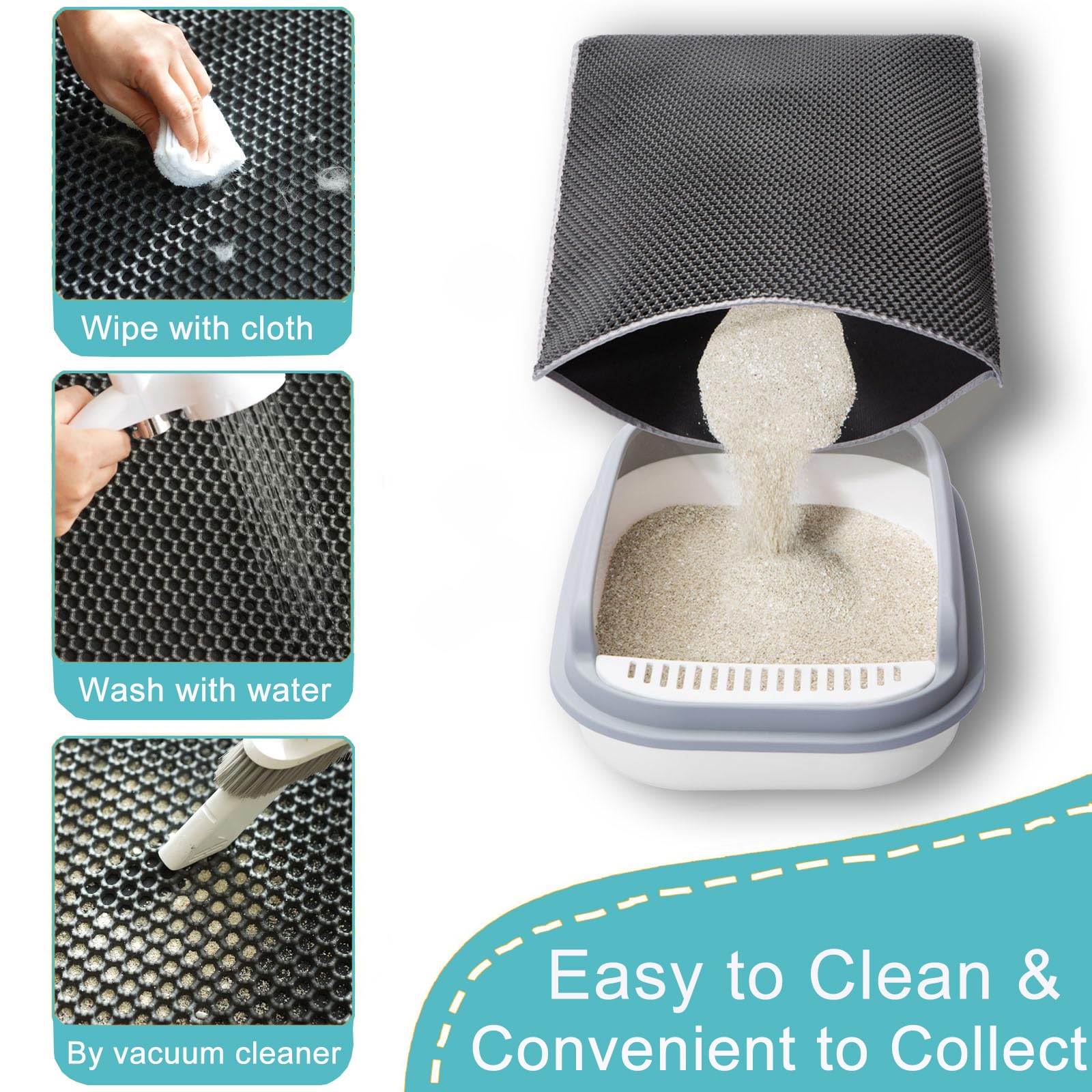 Mengbu cat mat non-slip bottom prevents shifting during use.