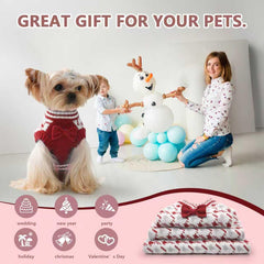 MengMengDa Christmas dog sweater red M close-up reveals soft knitted yarn for comfort