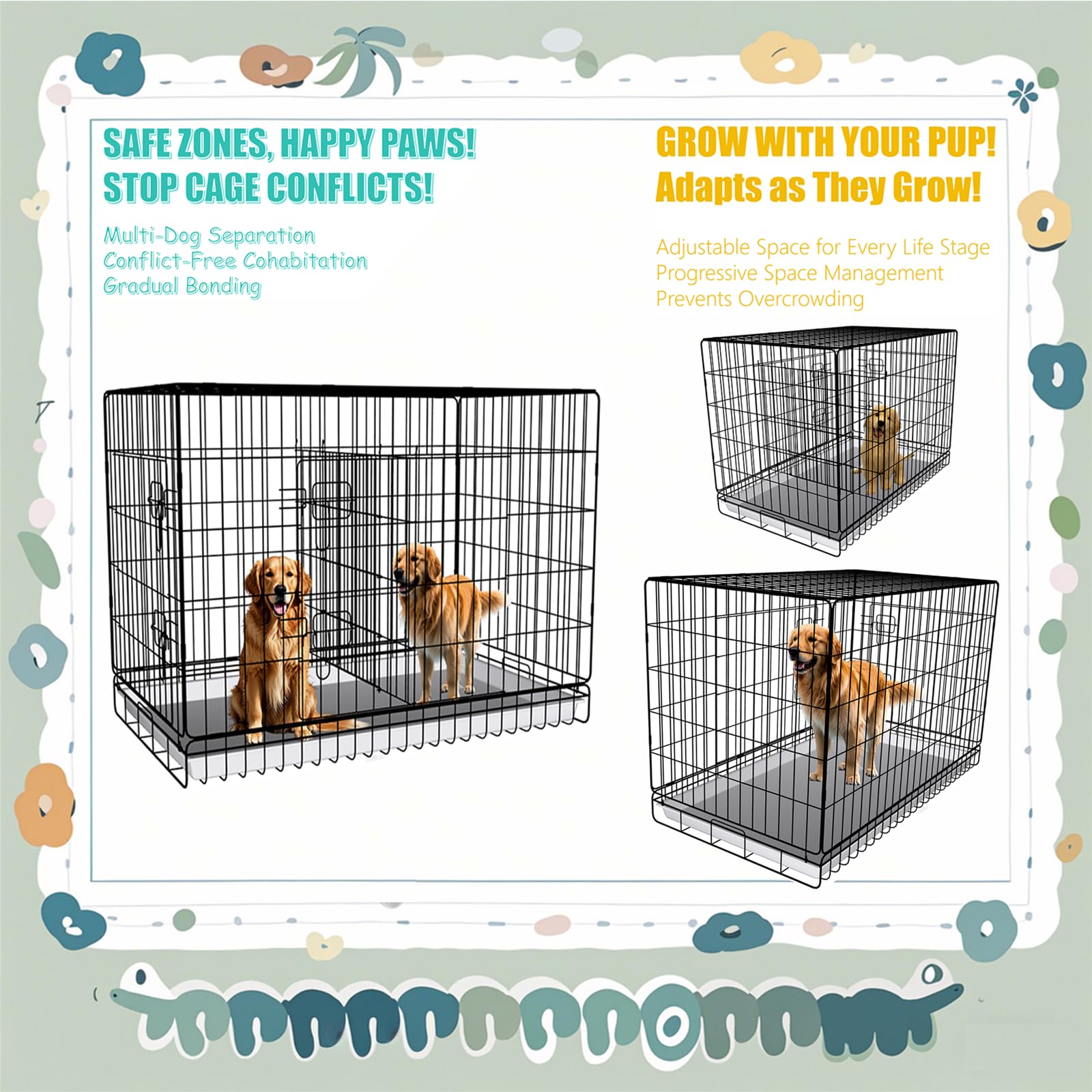 MENGSTER divider fits 24 to 48 inch crates for growing dogs