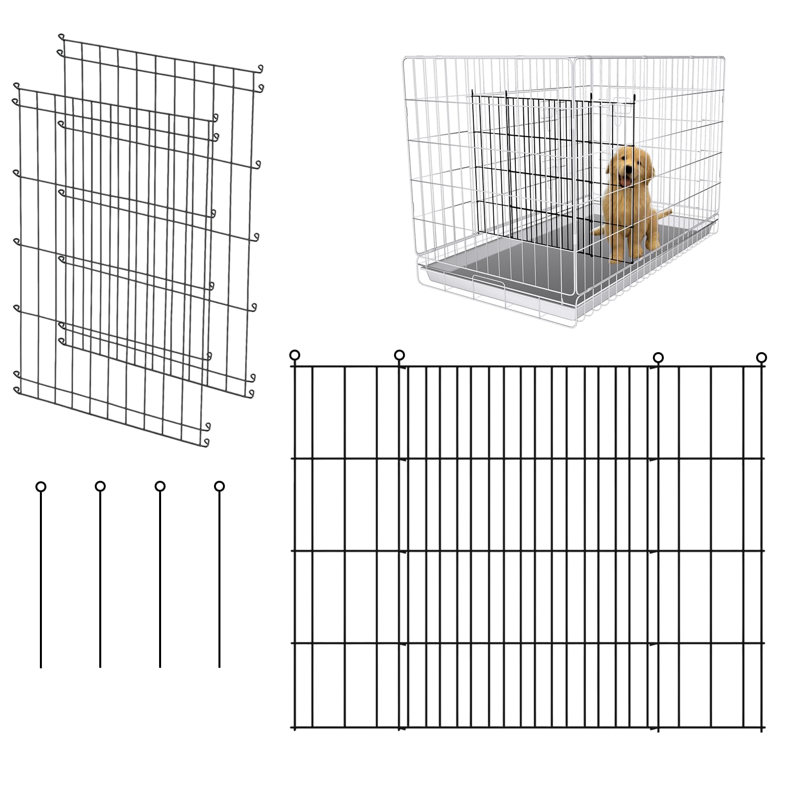 MENGSTER dog crate divider panels assembled in black for stable crate segmentation for training zones
