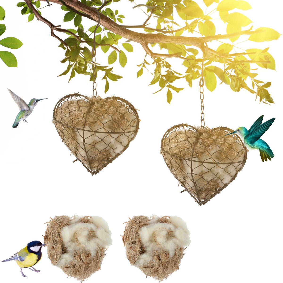 Menkxi heart-shaped nesting house outdoors provides a durable bird shelter.