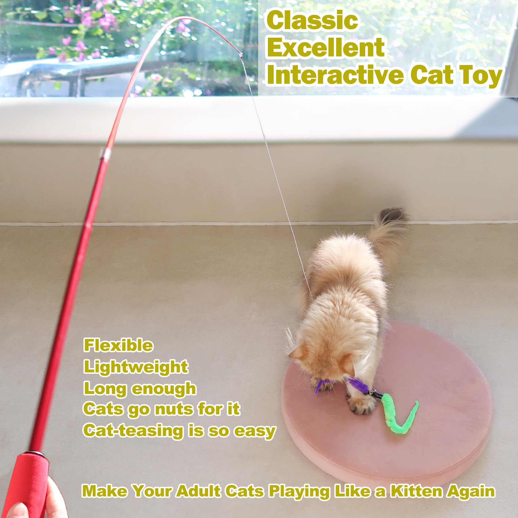 MeoHui cat teaser wand kit showing dual wands for versatile play sessions