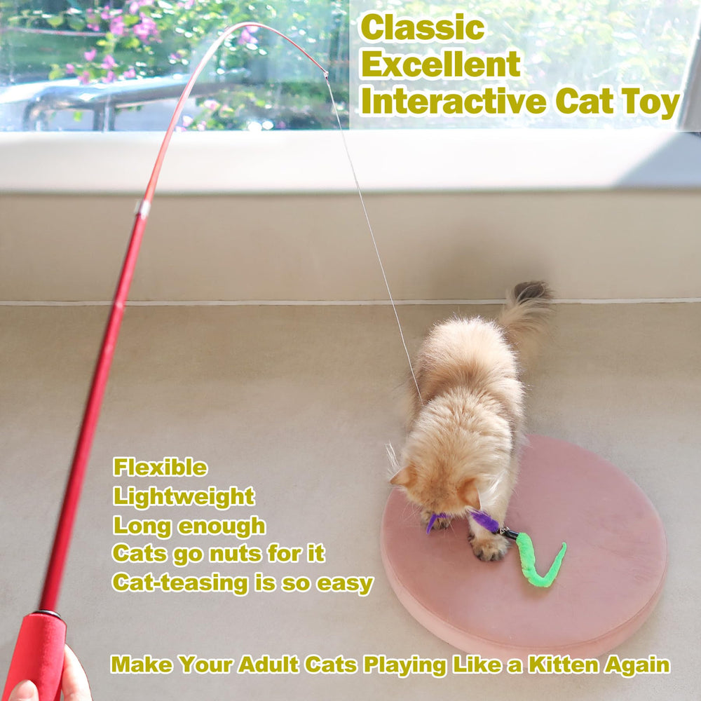 MeoHui cat teaser wand kit showing dual wands for versatile play sessions