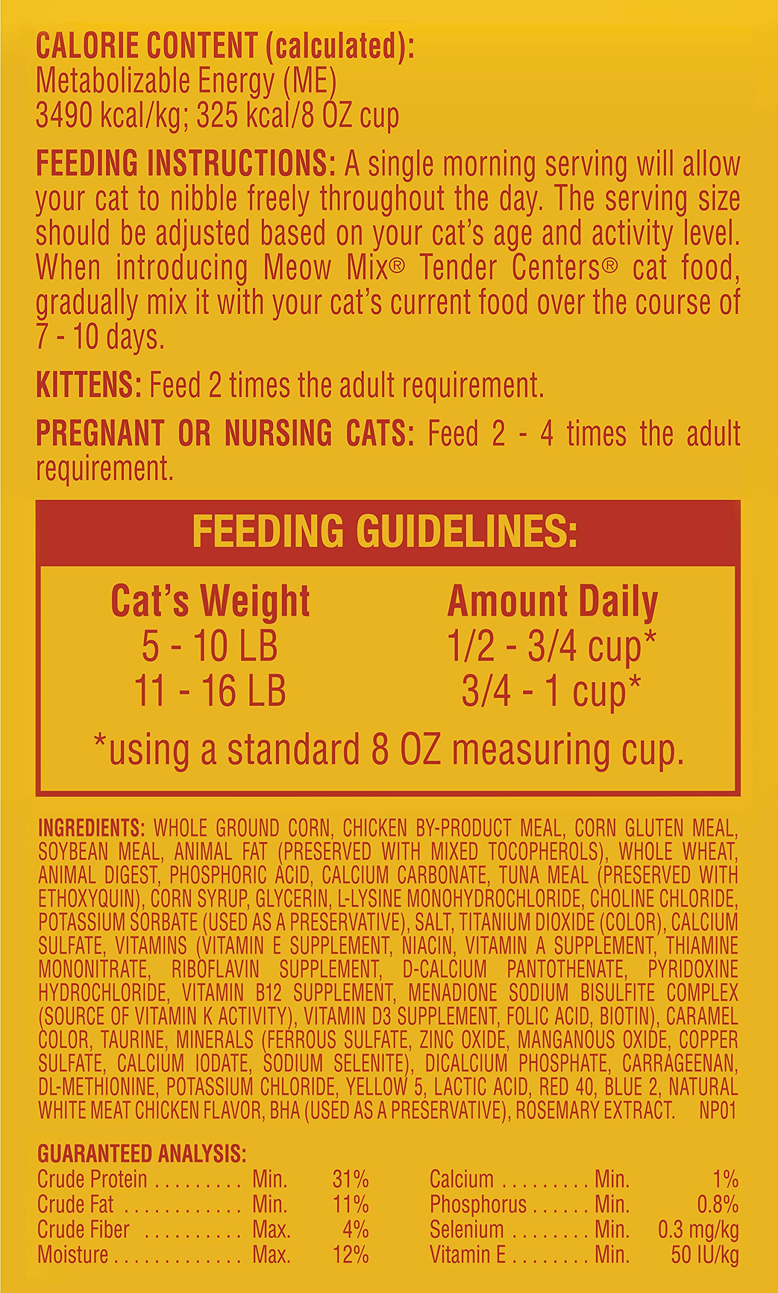 Meow Mix four-pack 3lb bags signifies bulk value and consistent nutrition.