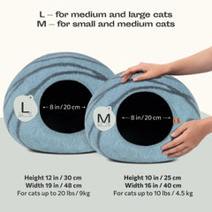 MEOWFIA Cat Cave Aquamarine inside with cat private resting space