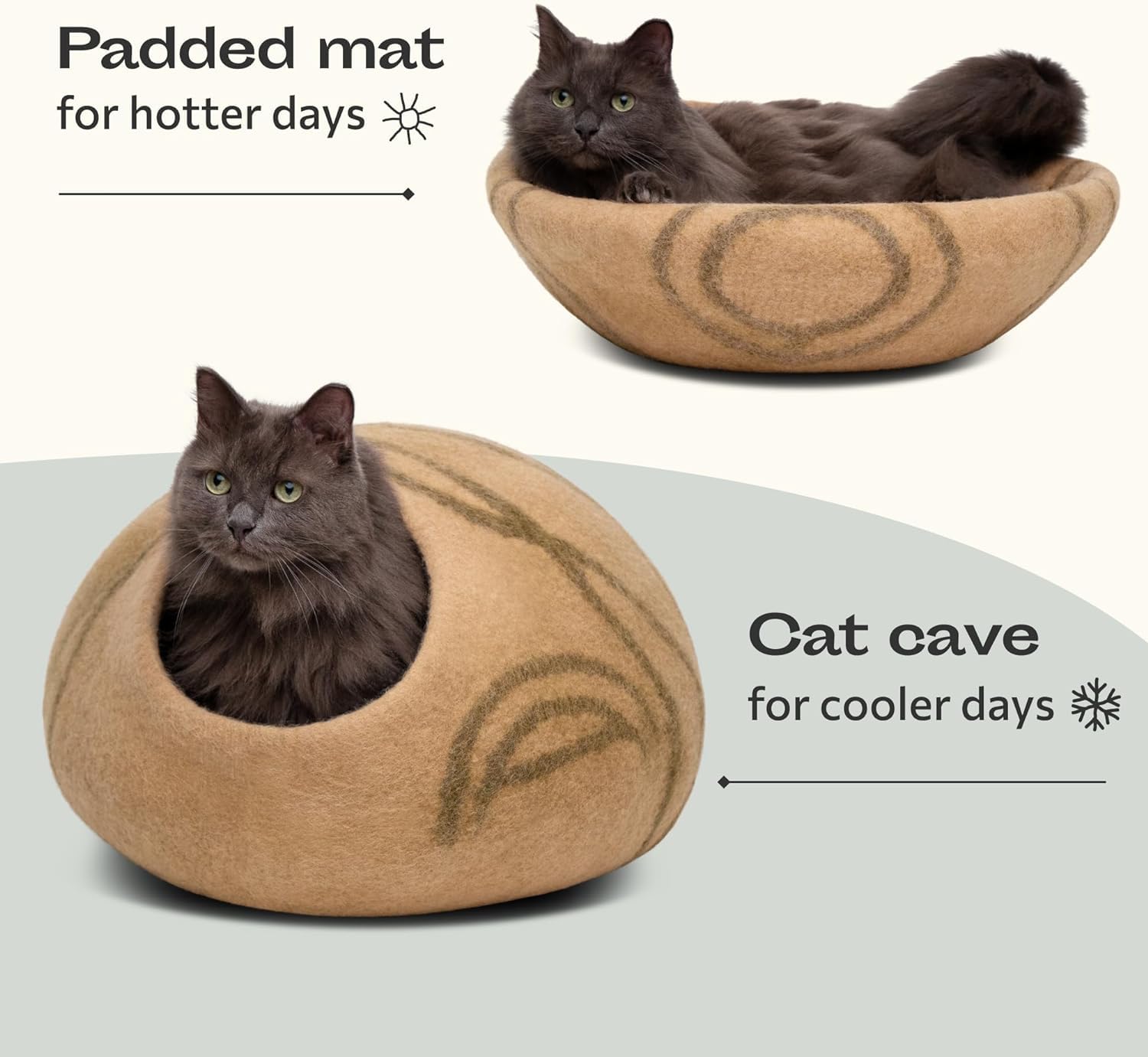 MEOWFIA Cat Cave close-up of merino wool reveals premium handmade craftsmanship.