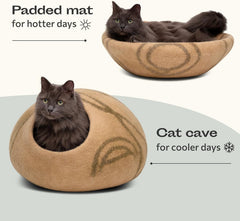 MEOWFIA Cat Cave close-up of merino wool reveals premium handmade craftsmanship.