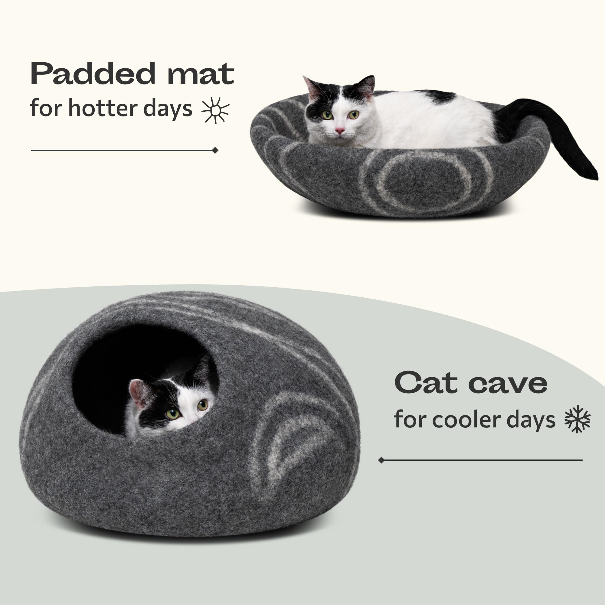 MEOWFIA Cat Cave dark grey color blends with decor while concealing fur.