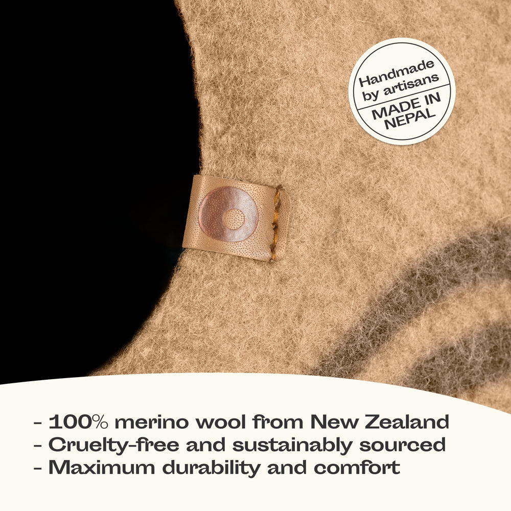 MEOWFIA Cat Cave durable wool closeup demonstrates lightweight portability