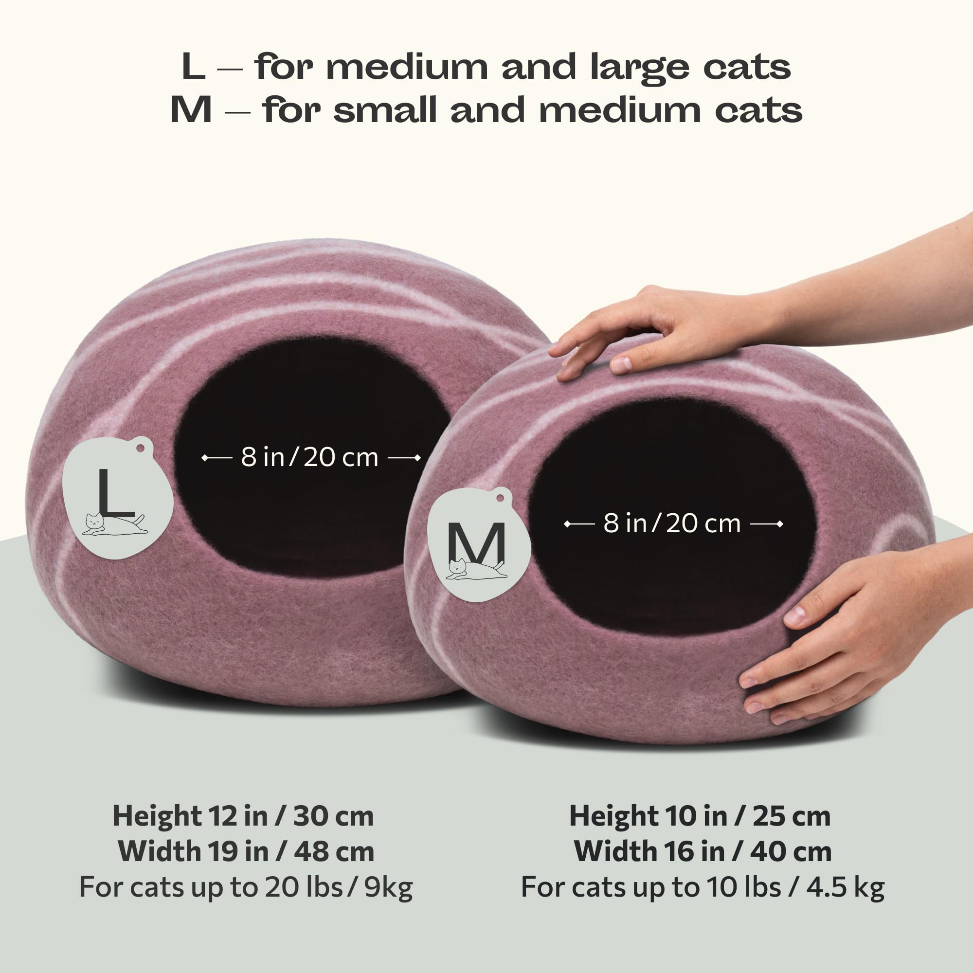 Meowfia Cat Cave Gold Rose interior snug space for restful naps.