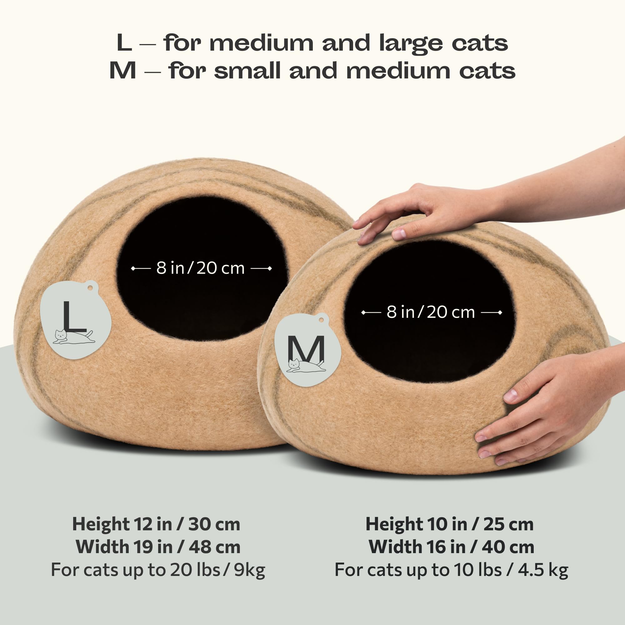 MEOWFIA Cat Cave interior with soft wool for warm cat comfort.